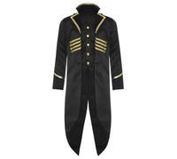 Loodgao Costume D Halloween Pour Enfants Et Adolescents Manteau Steampunk Redingote Veste Médiévale Queue De Pie Gothique Vampire Victorien Pour Fêtes Cosplay Noir 11-12 ans