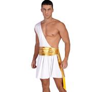 Loodgao Costume D Homme De L Empereur Romain César Toga Robe Grecque Antique Costume De Performance Une Épaule Carnaval Fête D Halloween Blanc 3XL