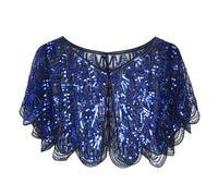 Loodgao Écharpe Pour Femme À Paillettes Années 1920 Rétro Châle Transparent Brodé Écharpe Couvrir Maille Accessoires Pour Fêtes Noir Bleu Taille unique