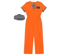 Loodgao Enfants Garçons Filles Détenu Déguisement Halloween Costume Prisonnier Uniforme De Prison Combinaison Avec Chapeau Orange 9-10 ans