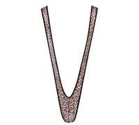 Loodgao Mankini Homme Leopard Y Dos Lingerie Chaude Micro Bikini Tanga Thong sous-vêtements Slip Élastique Body Intime Perspective Imprimé léopard Taille Unique
