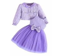 Loodgao Pièces Complètes Élégantes pour Petite Mädchen Une Veste À Manches Longues en Forme De Papillon Et Une Jupe en Tulle Une Robe De Princesse pour Cérémonie De Violet 7-8 Ans