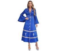Loodgao Robe D Église Pour Femme À Manches Longues Robe Maxi Clergé Prêtre Ministre Liturgique Vêtement Long Pour Ministre Bleu royal XXL