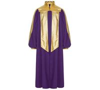 Loodgao Robe De Graduation Unisexe Pour Enfants Bloc De Couleur Toge Graduation À Manches Longues Robe Chœur Vêtements Pour Cérémonie Remise Diplôme Violet 15-16 ans