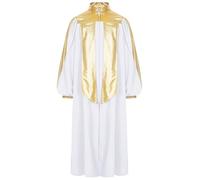 Loodgao Robe De Graduation Unisexe Pour Enfants Bloc De Couleur Toge Graduation À Manches Longues Robe Chœur Vêtements Pour Cérémonie Remise Diplôme Blanc 13-14 ans