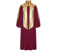 Loodgao Robe De Graduation Unisexe Pour Enfants Bloc De Couleur Toge Graduation À Manches Longues Robe Chœur Vêtements Pour Cérémonie Remise Diplôme Bourgogne 9-10 ans
