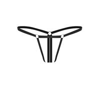 Loodgao sous-vêtements pour Hommes Basiques Slips Caleçons Bas Taille Basse String Anneau Métallique T-Back Mini Bikini Strings Élastiques Hipster Lingerie Noir XXL