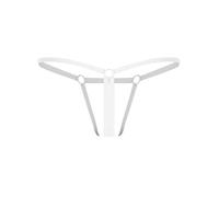 Loodgao sous-vêtements pour Hommes Basiques Slips Caleçons Bas Taille Basse String Anneau Métallique T-Back Mini Bikini Strings Élastiques Hipster Lingerie Blanc XL