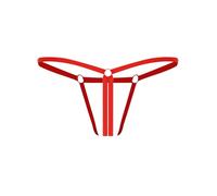 Loodgao sous-vêtements pour Hommes Basiques Slips Caleçons Bas Taille Basse String Anneau Métallique T-Back Mini Bikini Strings Élastiques Hipster Lingerie Rouge L