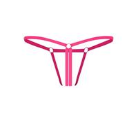 Loodgao sous-vêtements pour Hommes Basiques Slips Caleçons Bas Taille Basse String Anneau Métallique T-Back Mini Bikini Strings Élastiques Hipster Lingerie Rose L