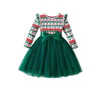 Loodgao Vêtements De Noël pour Bébé Nouveau Né Manches Longues Robe De Princesse Ligne en A Élégante Tutu Robes De Mariée Arbre Vert 3-4 Ans