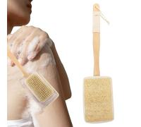 Loofah Brosse de bain en luffa naturel sur bâton avec recharges de tampons éponge Luffa, outil ergonomique d'exfoliation du corps pour hommes, femmes, adultes, mère, père, amis