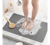 Loofah Grand tapis de douche antidérapant, anti-moisissure, doux et long pour salle de bain (gris) 50 x 80 cm
