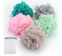 Loofah Lot de 5 éponges de bain en luffa, éponge exfoliante, brosse de bain, éponge de douche pour le corps, éponge de douche