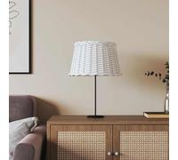 LoogCape Abat-jour blanc Ø 45 x 28 cm en osier avec support en fer pour lampes de plafond et de table, couvercle d'éclairage polyvalent pour salon, chambre à coucher, salle à manger, couloir et