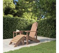 LoogCape Adirondack Chaise de jardin avec repose-pieds marron en polyéthylène haute densité résistant aux intempéries, dossier haut et accoudoirs larges, pliable et empilable, idéale comme chaise de