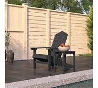 LoogCape Adirondack Chaise de jardin avec table en polyéthylène haute densité Anthracite résistant aux intempéries empilable avec dossier haut et accoudoirs larges pour terrasse, balcon, jardin