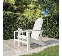LoogCape Adirondack Chaise de jardin en polyéthylène haute densité blanche résistante aux intempéries avec dossier haut et accoudoirs larges, 73 x 83 x 92 cm, empilable, facile d'entretien, pour