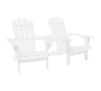 LoogCape Adirondack Chaises de jardin avec table en bois de sapin massif blanc, pliables et résistantes aux intempéries, dossier haut avec accoudoirs, idéal pour terrasse, balcon ou jardin