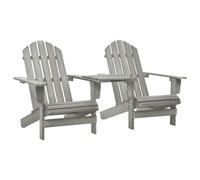 LoogCape Adirondack Chaises de jardin avec table en bois massif de sapin gris, 181 x 91,5 x 90 cm, pliables, résistantes aux intempéries, avec accoudoirs et dossier pour terrasse et balcon