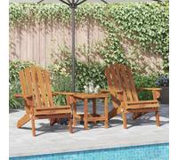 LoogCape Adirondack Lot de 2 chaises de jardin pliables en bois d'acacia massif avec dossier haut et accoudoirs larges pour terrasse, balcon et jardin