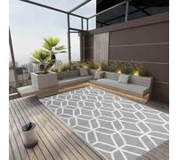 LoogCape ARAKIL Tapis d'extérieur gris 140 x 200 cm, résistant aux intempéries, lavable, en polypropylène, pour balcon, terrasse, piscine, résistant aux intempéries, antidérapant, durable, élégant