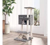 LoogCape Arbre à chat avec griffoirs en sisal gris clair 108,5 cm de haut avec grotte, hamac et espace de couchage, tour de jeu stable pour grand chat, montage mural possible