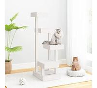 LoogCape Arbre à chat blanc 45,5 x 49 x 103 cm en pin massif avec sisal, hamac et surfaces de couchage pour chats dans l'appartement, tour d'escalade stable, design robuste pour grands chats et chats