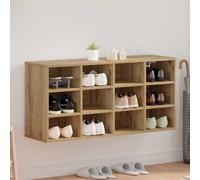 LoogCape Armoire à chaussures en bois de chêne Artisan 103 x 30 x 51 cm, 12 étagères, peu encombrant, pour couloir, entrée et entrée, charge maximale de 60 kg, avec support mural