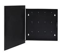 LoogCape Armoire à clés avec tableau magnétique noir, 35 x 35 x 4 cm, pour la maison et le bureau, montage mural, façade en verre magnétique, 12 crochets à clés, avec stylo, essuie-glace et aimants