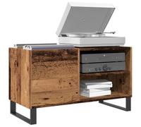 LoogCape Armoire à disques aspect bois vieilli 84,5 x 38 x 48 cm avec compartiment stable et espace de rangement pour vinyle, tourne-disque, TV, média, salon, chambre à coucher, rack hi-fi, gestion