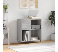LoogCape Armoire à disques gris sonoma 84,5 x 38 x 89 cm en bois avec plaque supérieure stable et pieds en fer pour vinyle, disques vinyles, médias, TV, rack hi-fi, espace de rangement, support mural
