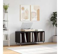 LoogCape Armoire à disques, noir, 100 x 38 x 48 cm, en bois avec pieds en fer, pour vinyle, vinyle, vinyle, disque vinyle, tableau TV, support multimédia et hifi, espace de rangement, gestion des