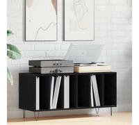 LoogCape Armoire à disques vinyles, aspect chêne noir, 100 x 38 x 48 cm, avec 6 étagères, durable, design moderne, idéal pour le salon, le bureau ou le home cinéma, espace de rangement, gestion des