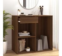LoogCape Armoire cosmétique marron aspect chêne 80 x 40 x 75 cm en bois avec tiroir et compartiment de rangement, meuble polyvalent pour chambre à coucher, salle de bain, couloir et salon