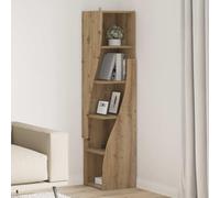 LoogCape Armoire d'angle en bois de chêne Artisan 32 x 32 x 140 cm, 5 étagères, armoire de rangement, casier, armoire multifonction pour bureau, couloir, garage, atelier, ordre et espace de rangement