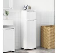 LoogCape Armoire de salle de bain blanche en bois 30,5 x 30 x 101 cm avec porte et tiroir, réglable en hauteur, espace de rangement pour meubles de salle de bain, lavabo et rangement