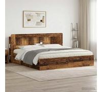 LoogCape Armoire de tête de lit en bois aspect bois vieilli, 215 x 18,5 x 100 cm, avec espace de rangement généreux et étagères pour chambre à coucher, polyvalent comme panneau mural et tête de lit