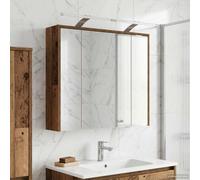 LoogCape Armoire Miroir Salle de Bain en Bois Ancien 73,5 x 16 x 62,5 cm avec étagères réglables, Fixation Murale, Rangement Pratique, Miroir Double Face, idéal pour Salle d'eau Moderne