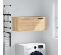 LoogCape Armoire murale en chêne Sonoma 80 x 36,5 x 35 cm, montage mural avec porte et compartiment, espace de rangement pour cuisine, couloir, bureau, chambre à coucher et cave