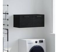 LoogCape Armoire murale noire aspect chêne - 80 x 36,5 x 35 cm - 2 compartiments - Pour salle de bain, chambre à coucher, salon, espace de rangement et ordre pour les pièces modernes