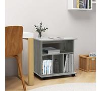 LoogCape Armoire roulante Sonoma Gris 60x45x60 cm en Bois d'ingénierie Robuste avec 4 Compartiments, roulettes verrouillables, Surface Stable pour Bureau, Salon ou Chambre