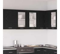 LoogCape Armoire Suspendue Lyon Chêne Noir 80 x 31 x 60 cm avec Porte et étagère, Meuble de Rangement Mural pour Cuisine Moderne, capacité 80 kg, Design Pratique et Durable