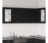 LoogCape Armoire Suspendue Lyon Chêne Noir 80 x 31 x 60 cm Meuble de Rangement Mural Moderne avec Portes et étagère pour Cuisine Salle à Manger Durable et Pratique