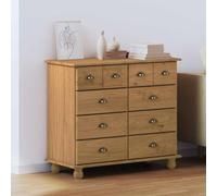 LoogCape ASKIM Commode à tiroirs en pin massif marron 91 x 40 x 79 cm avec 8 tiroirs spacieux pour un rangement élégant dans le salon, la chambre à coucher, le couloir