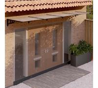 LoogCape Auvent de porte noir 396 x 90 cm en polycarbonate résistant aux intempéries avec support ABS et barres en aluminium pour entrée, balcon, terrasse, jardin, protection solaire, auvent