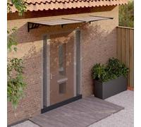LoogCape Auvent de porte noir en polycarbonate - 239 x 90 cm - Résistant aux intempéries - Avec support ABS et barres en aluminium - Pour entrée, maison, terrasse, jardin