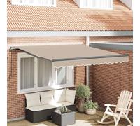 LoogCape Auvent extensible beige, 300 x 250 cm, polyester et aluminium, avec manivelle, résistant aux intempéries, pour balcon, terrasse, jardin, comme protection solaire et brise-vue en cas de vent