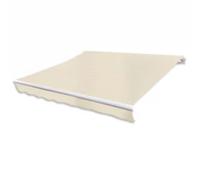 LoogCape Auvent motorisé à bras articulé blanc crème 600 cm avec télécommande, polyester 270 g/m² avec revêtement PU, cadre en aluminium avec renfort en métal, 4 supports muraux
