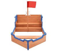 LoogCape Bac à sable bateau pirate en bois de sapin 190 x 94,5 x 101 cm avec couverture, banc et voile pour jardin, terrasse, balcon, jouet d'extérieur en bois, résistant aux intempéries, adapté aux